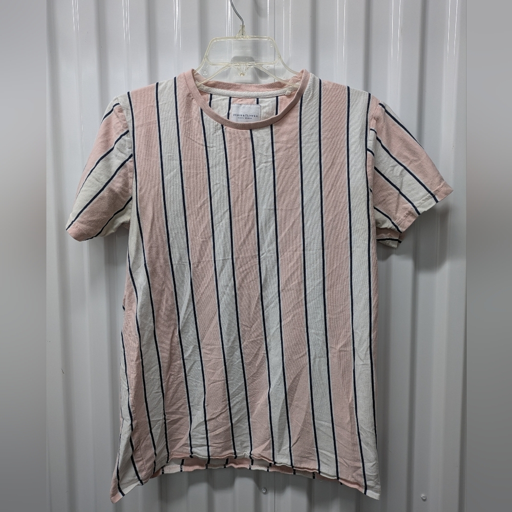 Denim & Flower Pink and White Striped Shirt Size Small